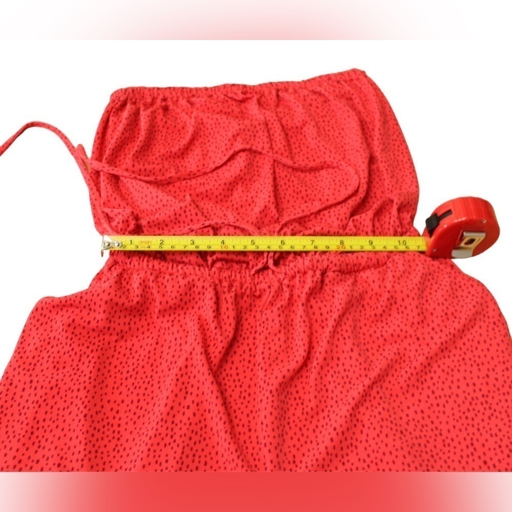 Express Red With Black Polka Dot Strapless Cropped Wide Leg Women Jumpsuit Sz XS - Picture 8 of 13